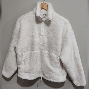 All in Motion Women's High Pile Fleece 1/2 Zip Sherpa Pullover Size XS White